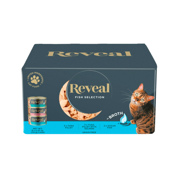 Reveal Natural Wet Cat Food, Fish in Broth Variety Pack, 2.47oz 8 Cans