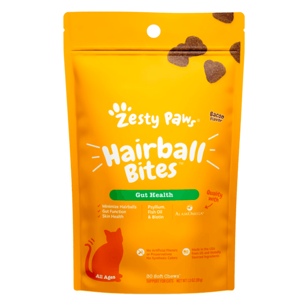 Zesty Paws Hairball Bites for Cats, Hairball Treat Supplement, 30 Count