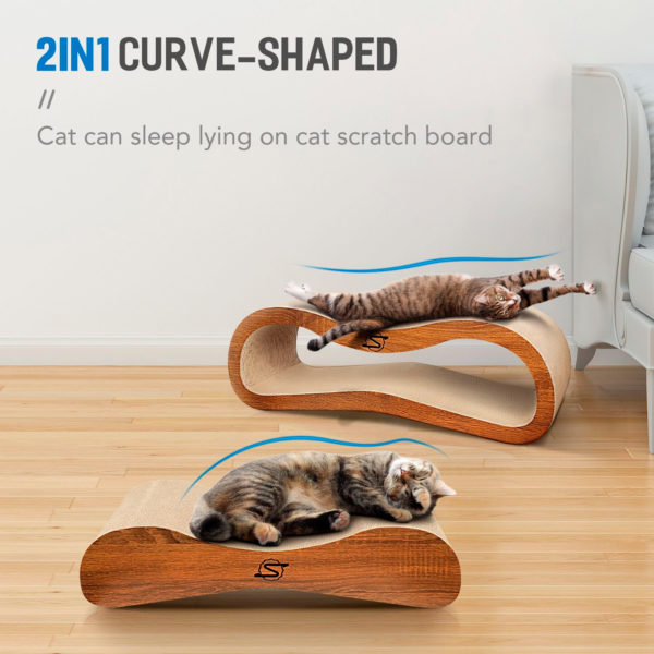 ScratchMe 2 in 1 Cat Scratcher Cardboard Lounge Bed Scratching Post with Catnip, 1-Pack - Image 2