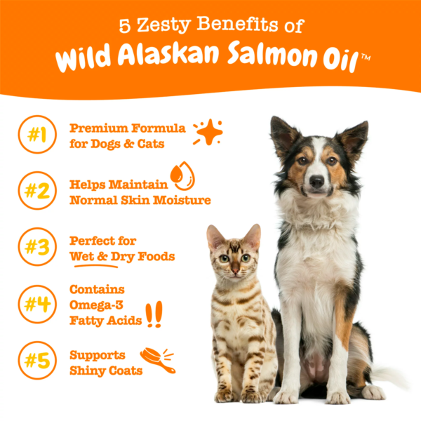 Zesty Paws Pure Wild Alaskan Salmon Oil Liquid Food Supplement for Dogs or Cats, 8 fl oz - Image 3